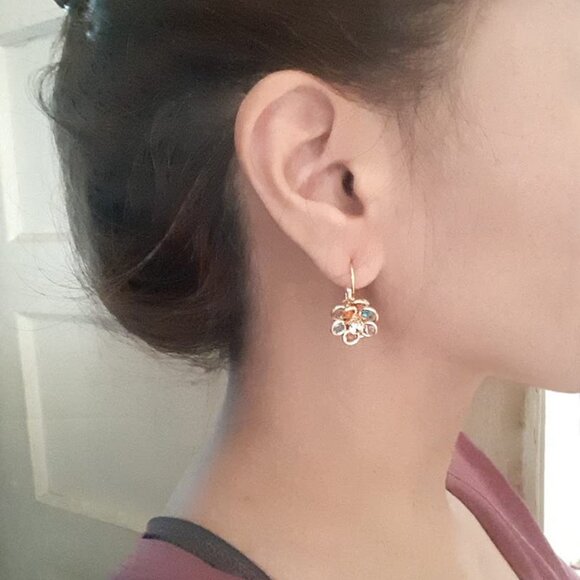 Neiman Marcus 18K Gold Plated Multicolor Earrings, Lever Back Earrings - Picture 2 of 5